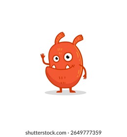 Cute cartoon monster on white background. Happy Alien. Funny orange monster in flat style. Vector illustration.
