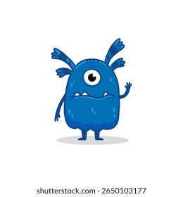 Cute cartoon monster on white background. Happy Alien. Funny monster in flat style. Vector illustration.
