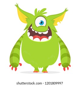 Cute cartoon monster with one eye. Halloween vector illustration