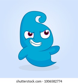 Cute cartoon monster. Proud ghost illustration 