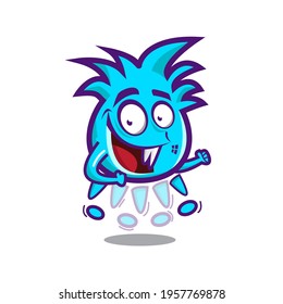 cute cartoon monster is running. Fit for t shirt design, print, halloween decoration, birthday party decoration, children book, etc. vector illustration