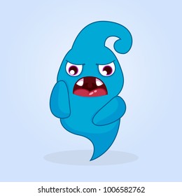 Cute cartoon monster. Sad ghost illustration 