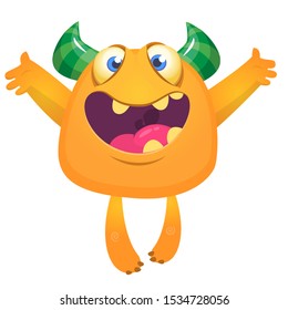 Cute cartoon monster smiling. Vector illustration of funny monster