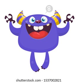 Cute cartoon monster smiling. Vector illustration of funny monster