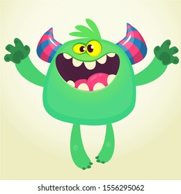 Cute cartoon monster smiling. Vector illustration of funny monster