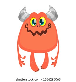 Cute cartoon monster smiling. Vector illustration of funny monster