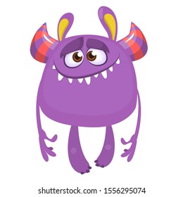 Cute cartoon monster smiling. Vector illustration of funny monster