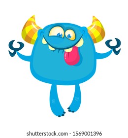 Cute cartoon monster smiling. Vector illustration of funny monster