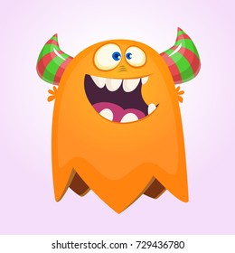 Cute cartoon monster. Surprised flying monster. Halloween vector illustration