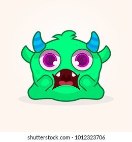 Cute cartoon monster. Surprised monster illustration