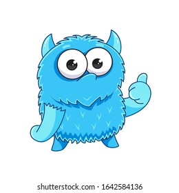 Cute cartoon monster with a thumbs-up sign