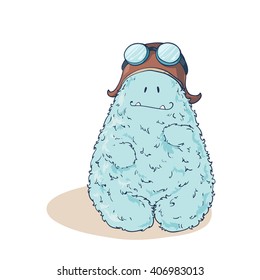 Cute Cartoon Monster. Vector illustration. Cartoon and funny monsters cards with place for your text.