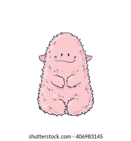 Cute Cartoon Monster. Vector illustration. Cartoon and funny monsters cards with place for your text.