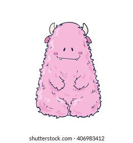 Cute Cartoon Monster. Vector illustration. Cartoon and funny monsters cards with place for your text.