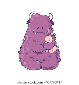Cute Cartoon Monster. Vector illustration.