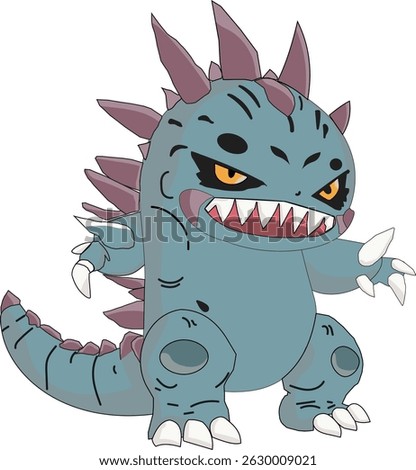 Cute cartoon monster vector illustration in chibi style with a fierce expression bandar lampung,lampung,indonesia 20 mei 2025