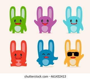 Cute cartoon monster vector illustrations. Cartoon monster set.