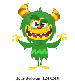 Cute cartoon monster. Vector troll or gremlin character. Halloween design