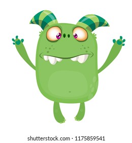 Cute cartoon monster. Vector troll or gremlin character. Halloween design