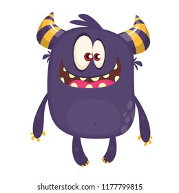 Cute cartoon monster. Vector troll or gremlin character. Halloween design