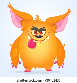 Cute cartoon monster. Vector troll or gremlin character. Halloween design