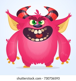 Cute cartoon monster. Vector troll or gremlin character. Halloween design