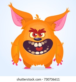Cute cartoon monster. Vector troll or gremlin character. Halloween design