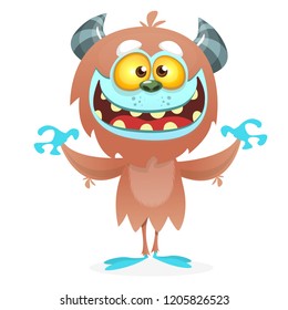 Cute cartoon monster yeti. Vector bigfoot character