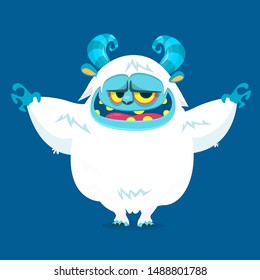 Cute cartoon monster yeti. Vector bigfoot character
