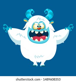 Cute cartoon monster yeti. Vector bigfoot character