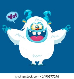 Cute cartoon monster yeti. Vector bigfoot character