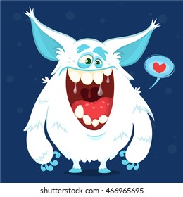 Cute cartoon monster yeti. Vector Halloween bigfoot character