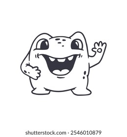 cute cartoon monster.Funny character on white background. Icon monster. Doodle style. Alien. Vector
