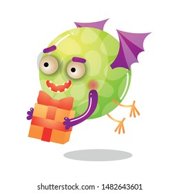 Cute cartoon monster.Raster illustration in flat cartoon style