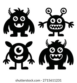 Monstros bonitos de desenhos animados criatura alienígena