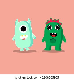 Cute cartoon monsters character. Monsters in flat style vector. Vector illustration.