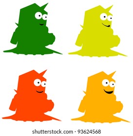 cute cartoon monsters chewing gum