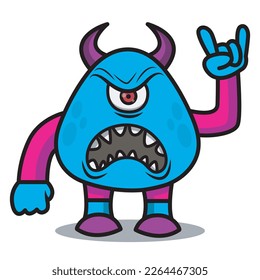 Cute Cartoon Monsters illustration. Flat vector