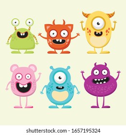 Cute cartoon Monsters. Set of cartoon monsters