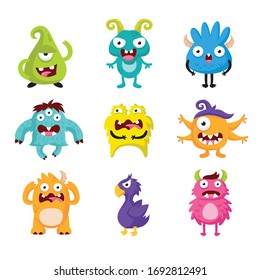 Cute cartoon Monsters. Set of cartoon monsters