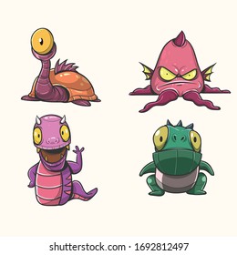 Cute cartoon Monsters. Set of cartoon monsters