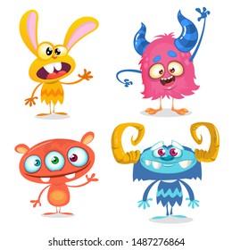 Cute cartoon Monsters. Set of cartoon monsters: bigfoot yeti, troll, monster  and alien . Halloween vector design