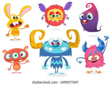 Cute cartoon Monsters. Set of cartoon monsters: bigfoot yeti, troll, monster  and alien . Halloween vector design
