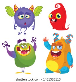 Cute cartoon Monsters. Set of cartoon monsters: ghost, goblin, bigfoot yeti, troll, dragon and alien . Halloween design