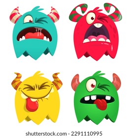 Cute cartoon Monsters. Set of cartoon monsters: ghost, goblin, bigfoot yeti, troll, dragon and alien . Halloween design