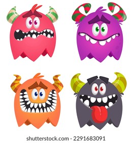 Cute cartoon Monsters. Set of cartoon monsters: ghost, goblin, bigfoot yeti, troll, dragon and alien . Halloween design