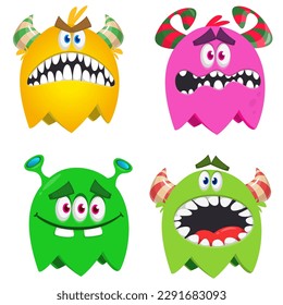 Cute cartoon Monsters. Set of cartoon monsters: ghost, goblin, bigfoot yeti, troll, dragon and alien . Halloween design