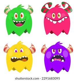 Cute cartoon Monsters. Set of cartoon monsters: ghost, goblin, bigfoot yeti, troll, dragon and alien . Halloween design