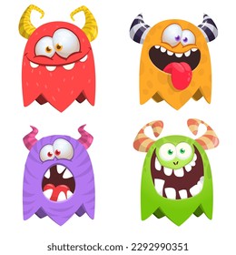 Cute cartoon Monsters. Set of cartoon monsters: ghost, goblin, bigfoot yeti, troll, dragon and alien . Halloween design