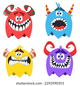 Cute cartoon Monsters. Set of cartoon monsters: ghost, goblin, bigfoot yeti, troll, dragon and alien . Halloween design